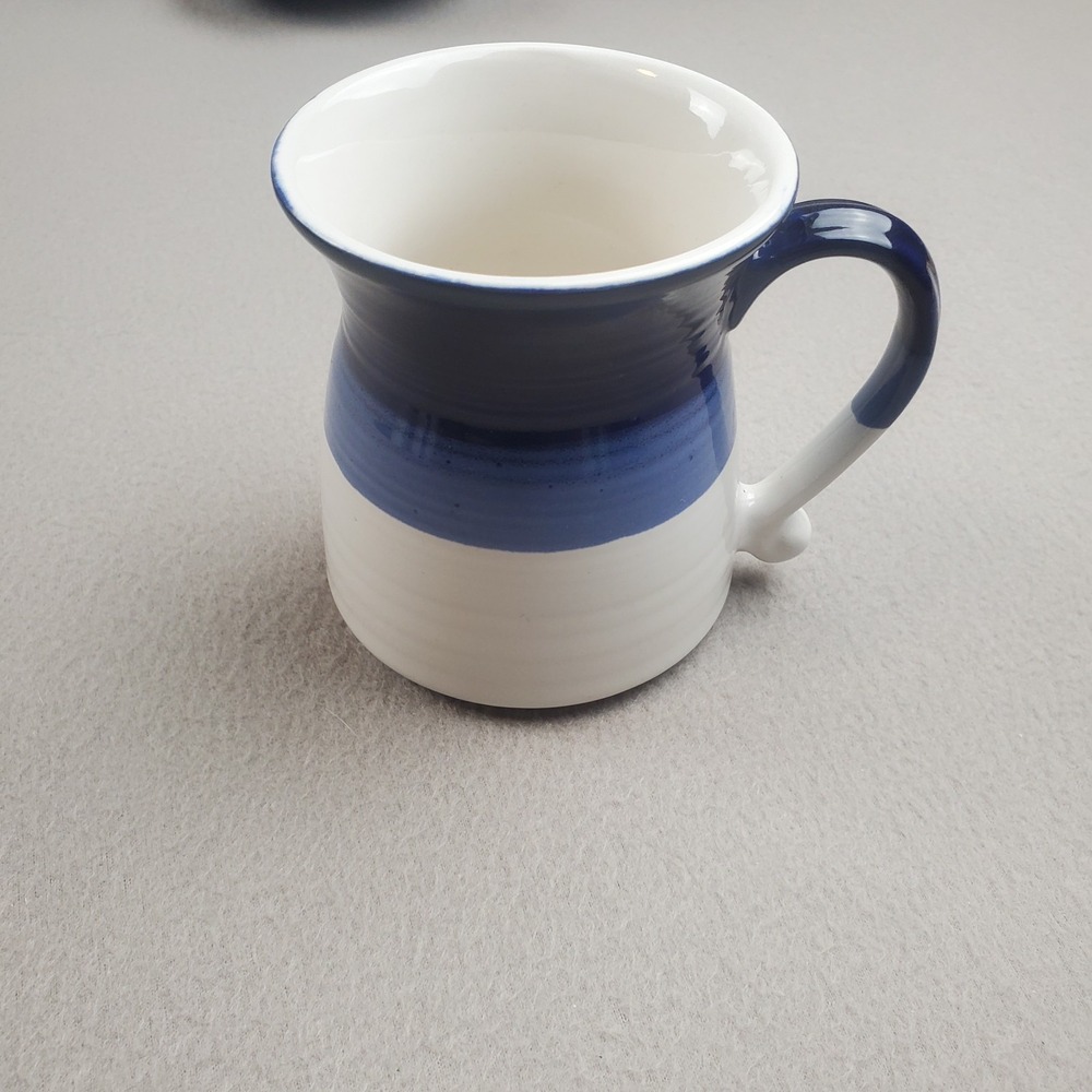 Roscher Mug Stoneware White Blue 15 oz EUC Hourglass